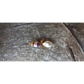 Vánoční dekorace andílek z perliček fialový ve zlatém