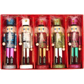 Vánoční dekorace Louskáček na stromeček 5ks (Louskáček vojáček na vánoční stromeček 15cm v balení 5ks)