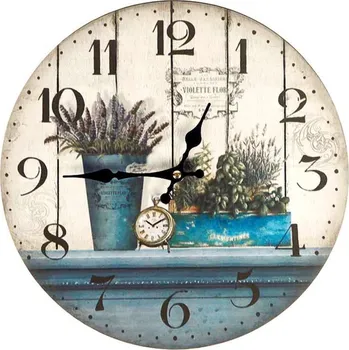Hodiny TifanTEX Vintage Hodiny na zeď Vintage Průměr: 30 cm Tloušťka: 0,5 cm Hmotnost: 260 g Materiál: sololit Napájení: 1 tužková 1,5V AA baterie, baterie není součástí balení