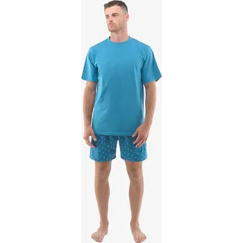 Pánské pyžamo krátké 79130P tvyrkysoé vel.2XL - Gina