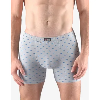 Pánské oblečení GINA pánské boxerky delší nohavička, šité, s potiskem 74146P sv. šedá šalvěj 62/64