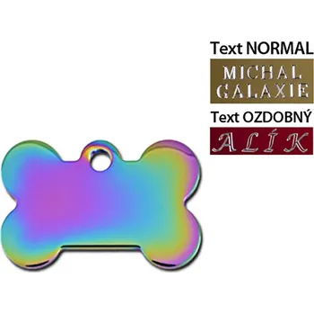 psí známka QUICK TAG gravírovací známka - duhová kost (S)