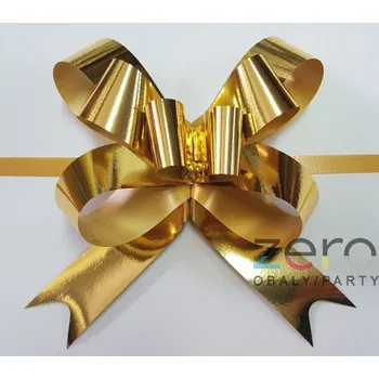 Stuha Stahovací mašle 3,3 cm x 25 ks (kov) - zlatá