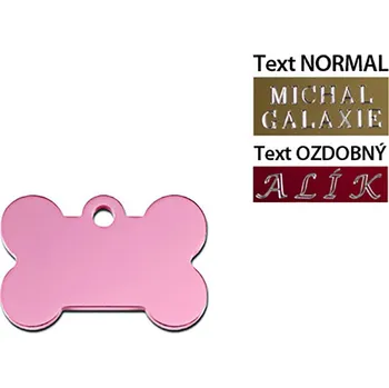 psí známka QUICK TAG gravírovací známka - růžová kost (S)