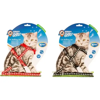Postroj s vodítkem pro kočku DUVO+ pacičky 1x20-35cm (MIX BAREV) (DOPRODEJ)