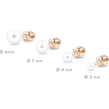 Náušnice ŠPERKY-NM, Zlaté náušnice s perlou růžové zlato 2180 Velikost perly: 4mm