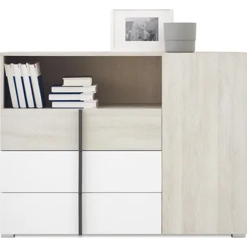 Komoda Komoda REMO RM9 bílý mat / dub wilton / antracit, 120 cm