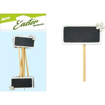 Velikonoční dekorace MFP zápich popiska 6ks/14cm bílý dřevo 2221606