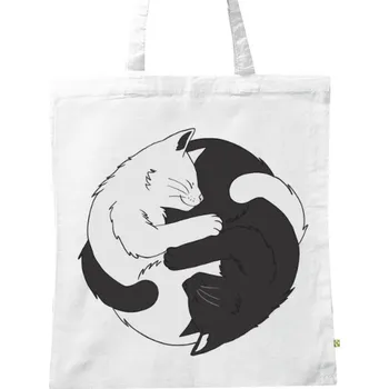 Nákupní taška BIO plátěná taška s potiskem Jin jang kočky