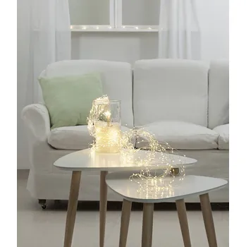 Vánoce Světelný řetěz DEW DROP 80x LED, bat.3AA - Star trading stříbrná