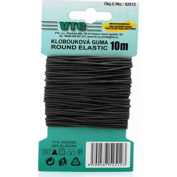 Textilní guma VTC Klobouková guma 1,2 mm - na kartě šedá