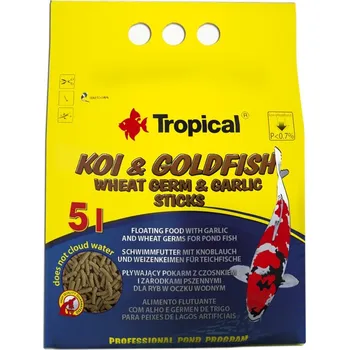 Krmivo pro rybičky TROPICAL POND Koi& Goldfish Wheat Germ & Garlic Sticks 5L / 400g