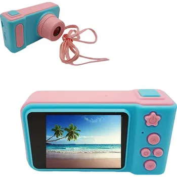 Dřevěná hračka Dětský mini fotoaparát s kamerou na SD kartu modrý