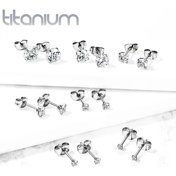 Náušnice Šperky4U Titanové náušnice se zirkony - KM2013-025