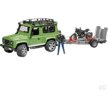 Land Rover Defender s přívěsem a motorkou