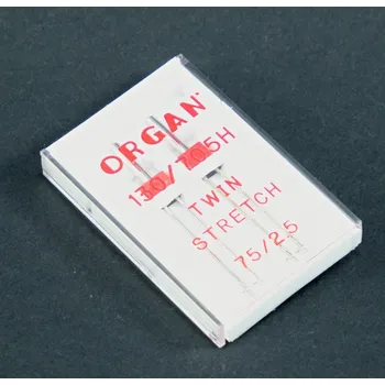 Příslušenství k šicímu stroji Dvojjehla ORGAN stretchová do šicích strojů - 2 ks - velikost 2,5/75