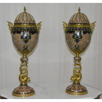 Dóza na potraviny Zámecké dózy ve tvaru vejce- porcelán + bronz-XXL