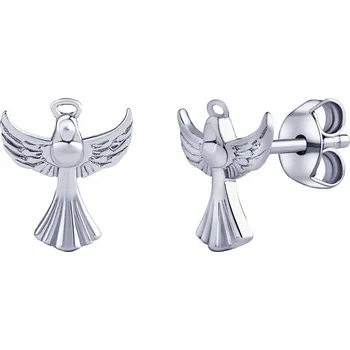 Náušnice Stříbrné náušnice pecky anděl Ezel se srdíčkem MW3420E