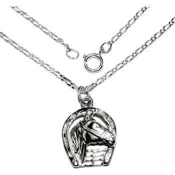 Přívěsek Stříbrný přívěsek kůň v podkově na řetízku - P61/figaro 1:1 (Sada přívěsek kůň na řetízku)