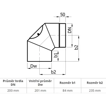 Kouřovod Koleno čistící 90° (200 mm)