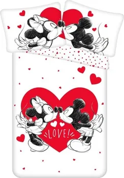 Ložní povlečení Jerry Fabrics Mickey a Minnie Love 05 140 x 200, 70 x 90 cm zipový uzávěr