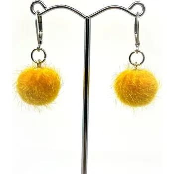 Náušnice Bambulkové náušnice žluté