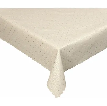 Stolování Ubrus gobelinový vánoční, Malé vločky a zlaté tečky , béžový
