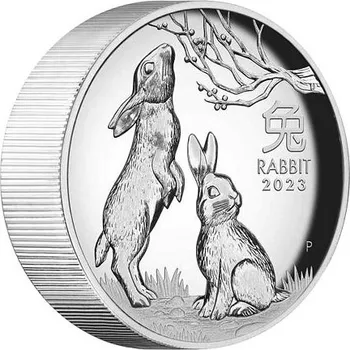 Lunární série III. - stříbrná mince Year of the Rabbit (Rok králíka) 5 Oz 2023 High Relief PROOF