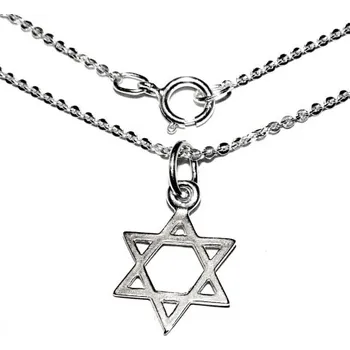Přívěsek Stříbrný přívěsek Davidova hvězda na řetízku - P731/figaro 1:1 (Sada přívěsek hvězda na řetízku )