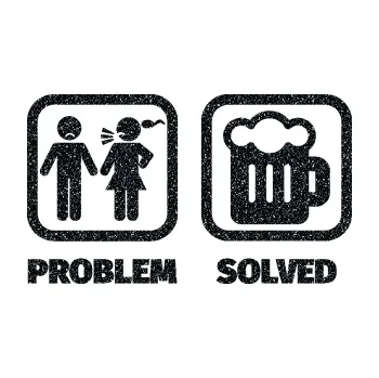 Polep vozidla SAMOLEPKA Problem? Solved 008 na pivo (85 - Ultra Metalic černá) NA AUTO, NÁLEPKA, FÓLIE, POLEP, TUNING, VLASTNÍ TEXT, TISK, AUTOSAMOLEPKY.cz, POLEPY, OBRÁZEK, LOGO, SAMOLEPKY