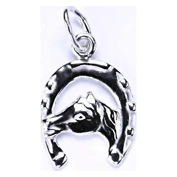 Přívěsek Stříbrný přívěsek kůň v podkově - P9 (Stříbrný přívěsek kůň a podkova)