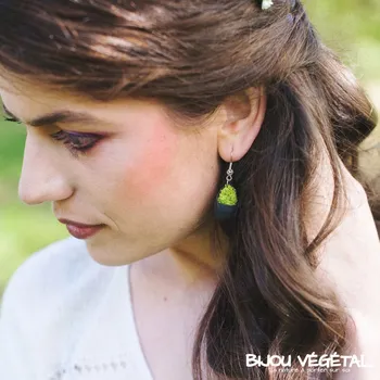 Náramek Živé šperky - Náušnice Slza černé s lišejníkem