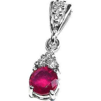 Šperk Stříbrný přívěsek přírodní rubín a zirkony - VP126 (Stříbrný přívěsek s rubínem)