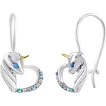 Stříbrné náušnice jednorožec Corado částečně zlacené s Brilliance Zirconia JJJ1664E