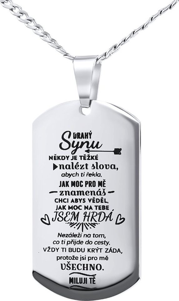 Ocelový přívěsek s řetízkem dog tag pro syna s nápisem: Drahý synu...RRC0384N