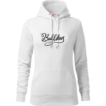 Dámská mikina Bulldog - nápis okrasný - Mikina dámská Cape s kapucí - S ( Bílá )