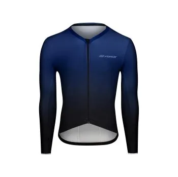 cyklistický dres Dres FORCE SMOOTH dlouhý rukáv, modro-černý