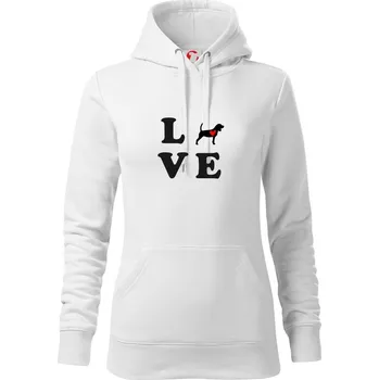 Dámská mikina Bígl love - Mikina dámská Cape s kapucí - XS ( Bílá )