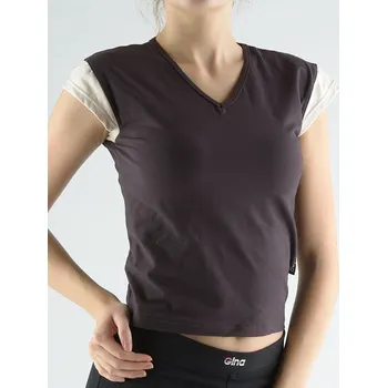 Dámské tričko Gina Tričko s výstřihem a křidélkovými rukávy kombinace barev 98010P Melta-písková S