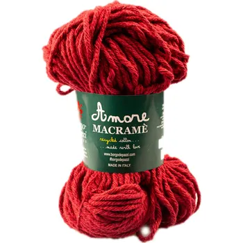 Příze Borgo de' Pazzi Amore Cotton Macrame 71 Červená (Borgo de' Pazzi Recyklovaná bavlna Macrame 71)