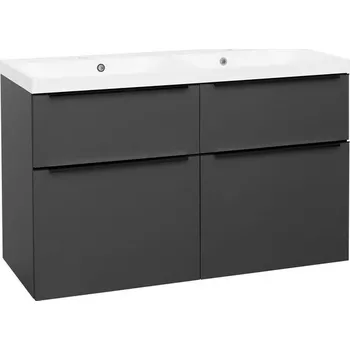 Koupelnový nábytek EBS Nevio B Skříňka s černým úchytem + umyvadlo 121 cm, antracitově šedá