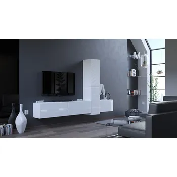 Obývací stěna Ral Obývací stěna MONTGOMERY 1, 263 cm - Bílý lesk