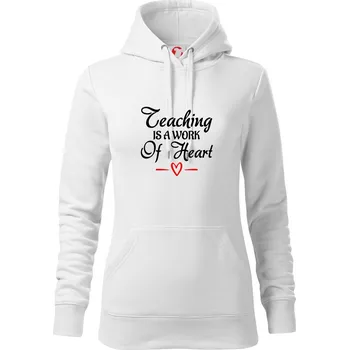 Dámská mikina Teaching is a work of heart - Mikina dámská Cape s kapucí - L ( Bílá )