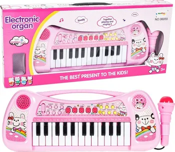 Hudební nástroj pro děti Majlo Toys Music Station Elektronické klávesy s mikrofonem růžové