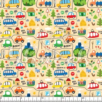 Zakázkový tisk, softshell, kočárkovina... Auta a zvířátka na růžové Látky k tisku: Fleece