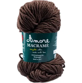 Příze Borgo de' Pazzi Amore Cotton Macrame 64 Tmavě hnědá (Borgo de' Pazzi Recyklovaná bavlna Macram 64e)
