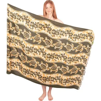 Šátek Sarong / pareo / plážový šátek Turtles in stream Khaki, Sittar.cz