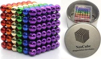 NeoCube mix 6 barev magnetické kuličky 5 mm 216 ks v dárkové krabičce