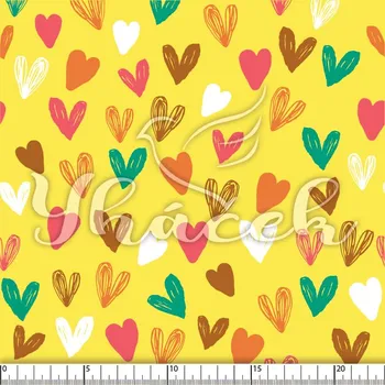 Zakázkový tisk, softshell, kočárkovina... Šrafovaná srdíčka na žluté Látky k tisku: Softshell letní