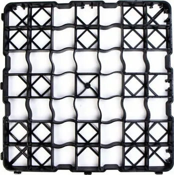 Venkovní dlažba Černá zátěžová a zatravňovací plastová dlažba H180 - 50 x 50 x 3 cm